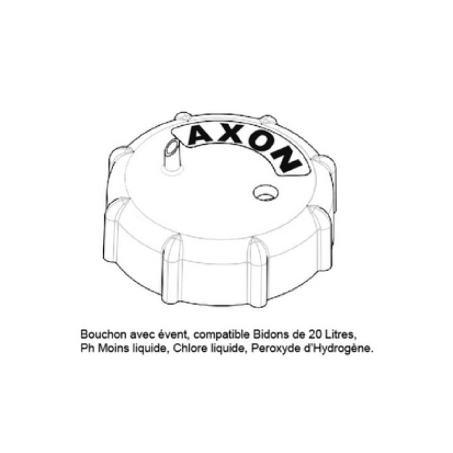Schéma bouchon avec évent AXON pour bidons piscine 20 litres