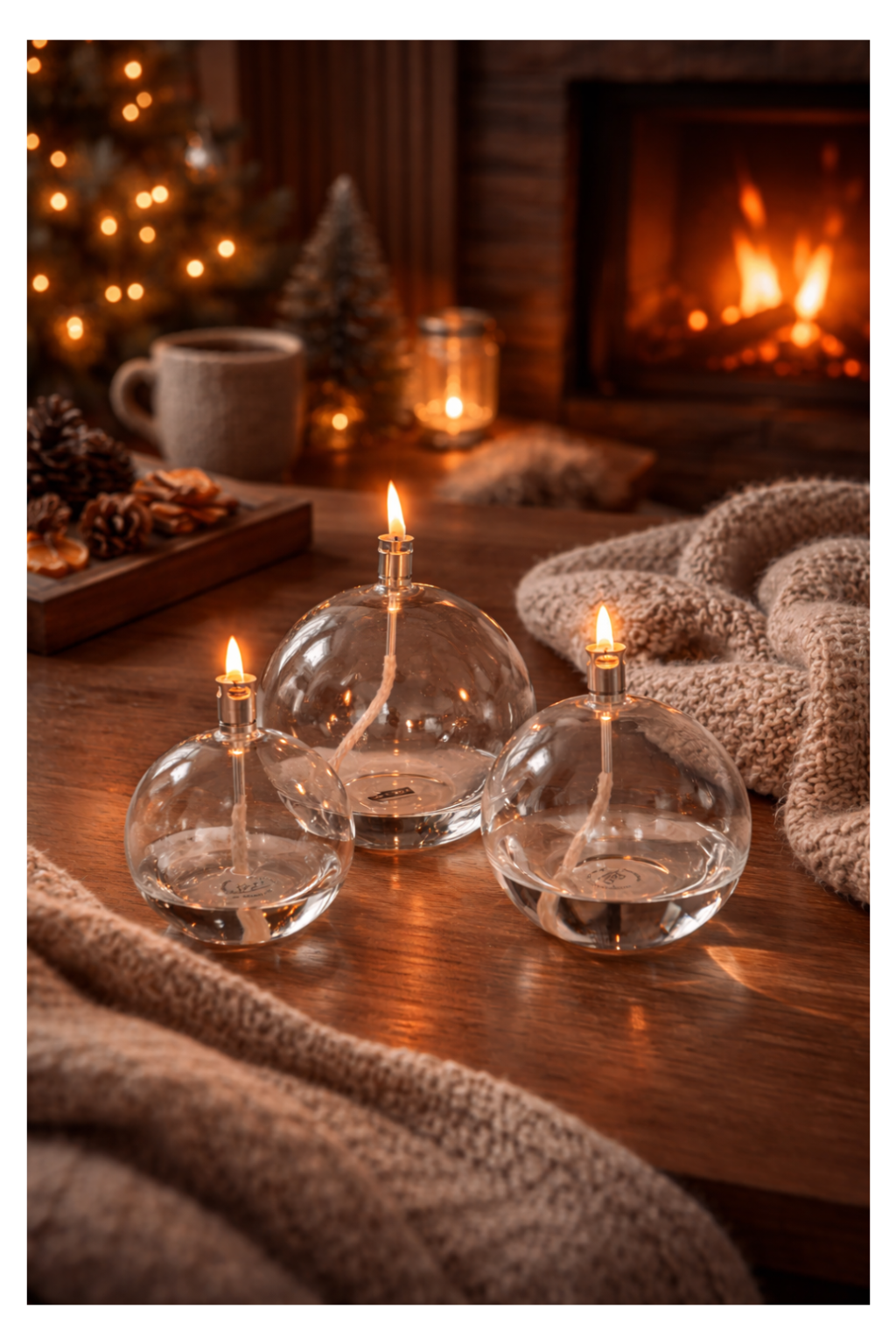 Photo lampe à huile ambiance chaleureuse noël