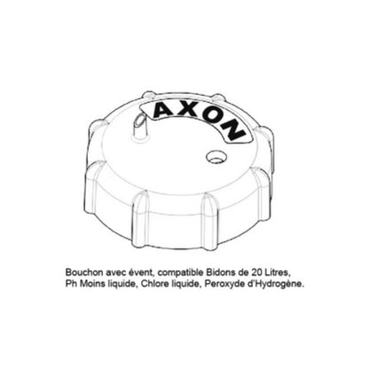 Schéma bouchon avec évent AXON pour bidons piscine 20 litres