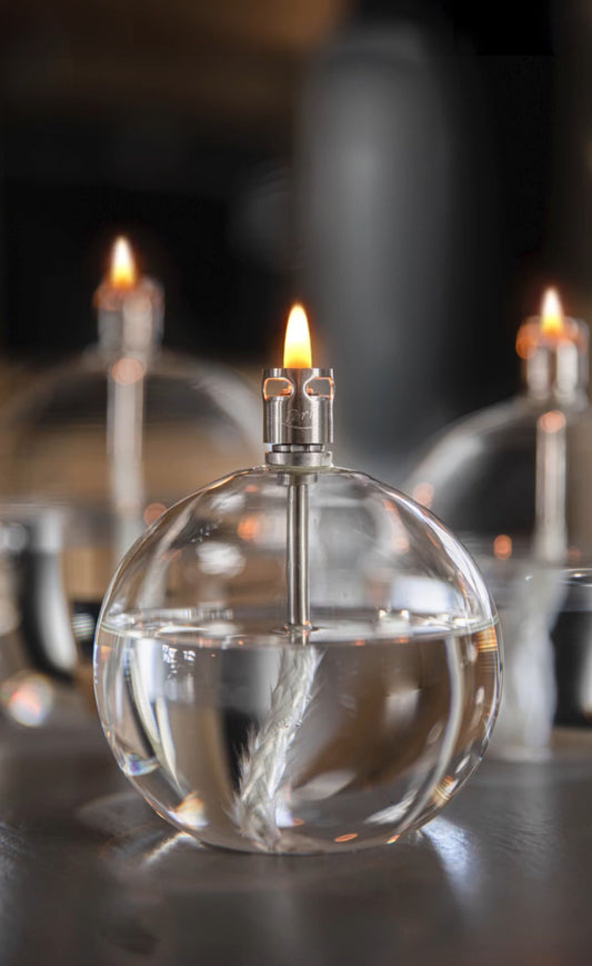 Lampe à Huile Boule - Verre Soufflé Transparent – Peri Living