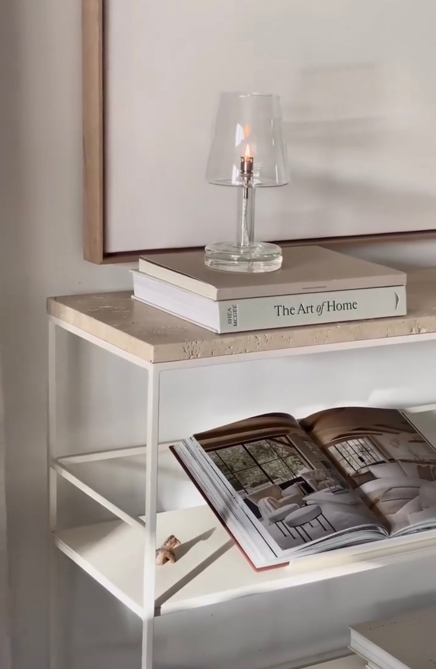 Lampe à Huile Salon Clair – Verre Soufflé Transparent – Peri Living