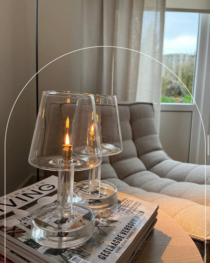Lampe à Huile Salon Clair – Verre Soufflé Transparent – Peri Living