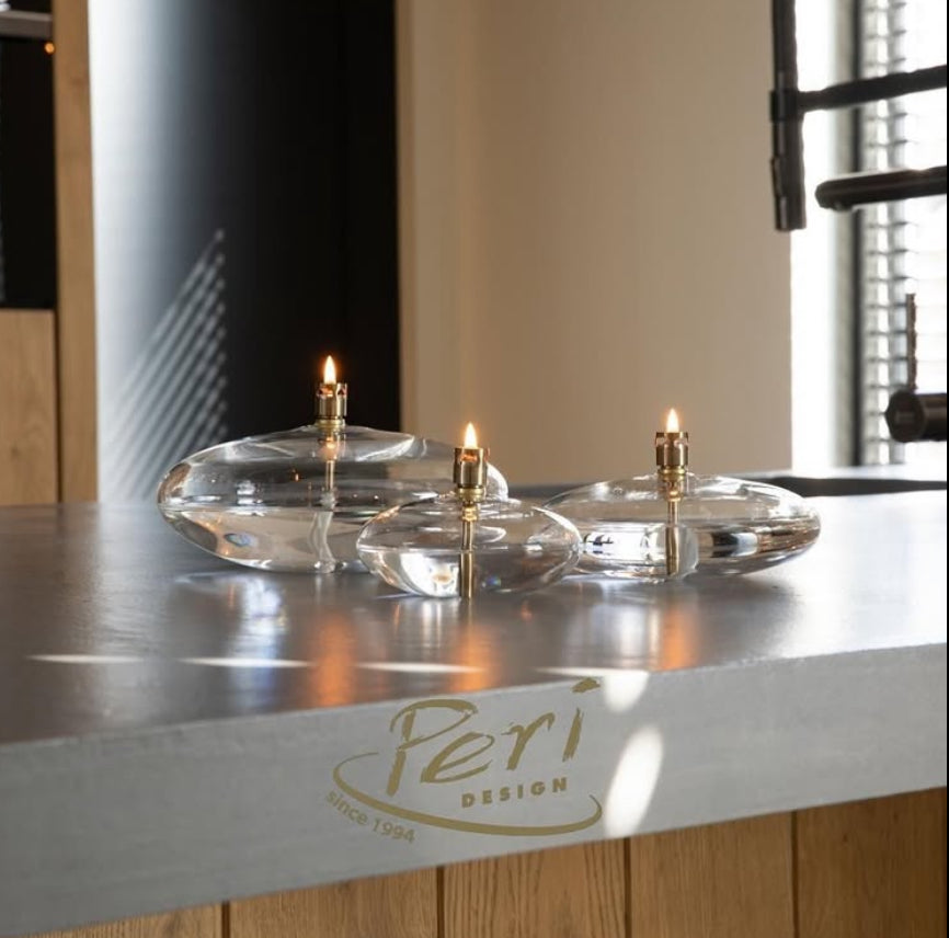 Trio de Lampe à Huile en Verre + Bouteille de Paraffine Offerte - Design Peri Living