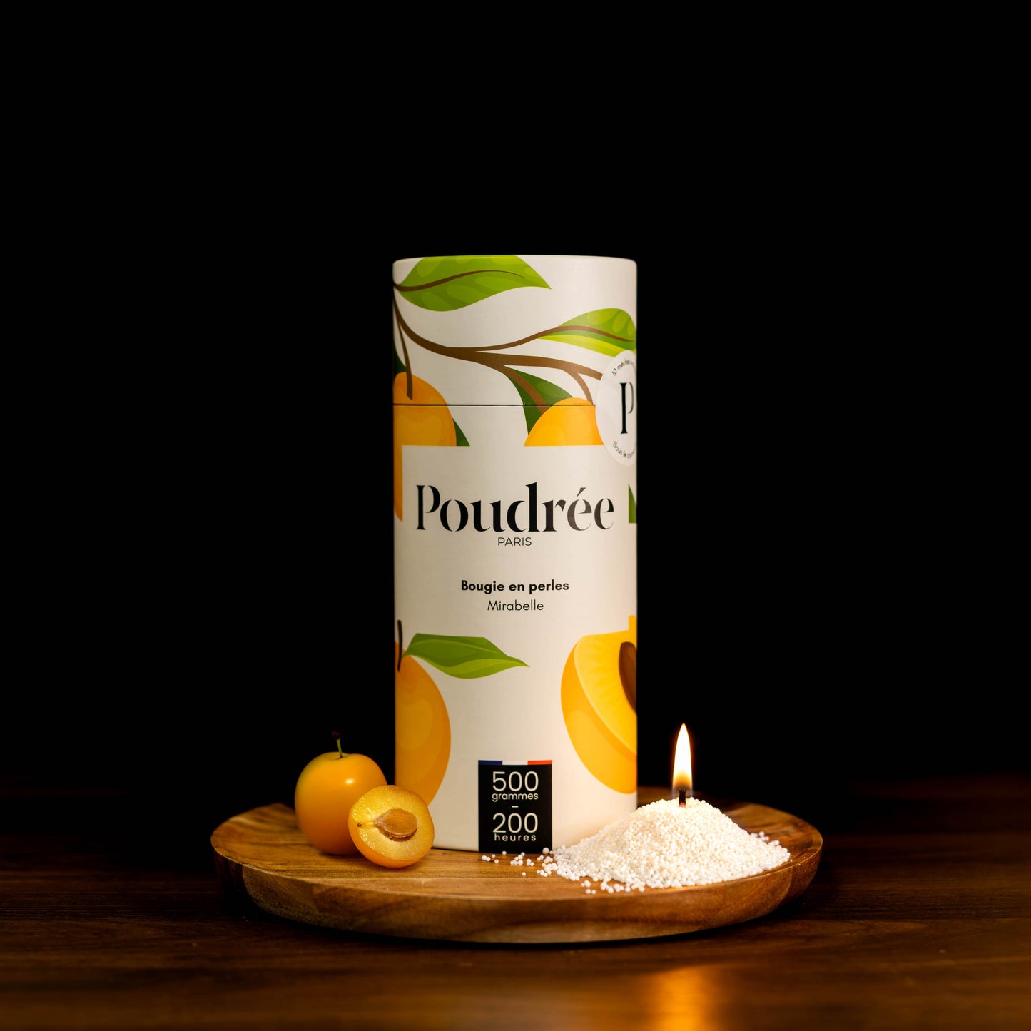 Bougie parfumée en perles blanches Poudrée Paris – Collection Permanente