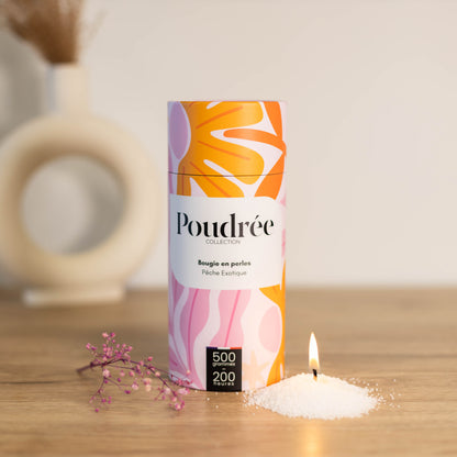 Bougie parfumée en perles blanches Poudrée Paris – Collection Flora