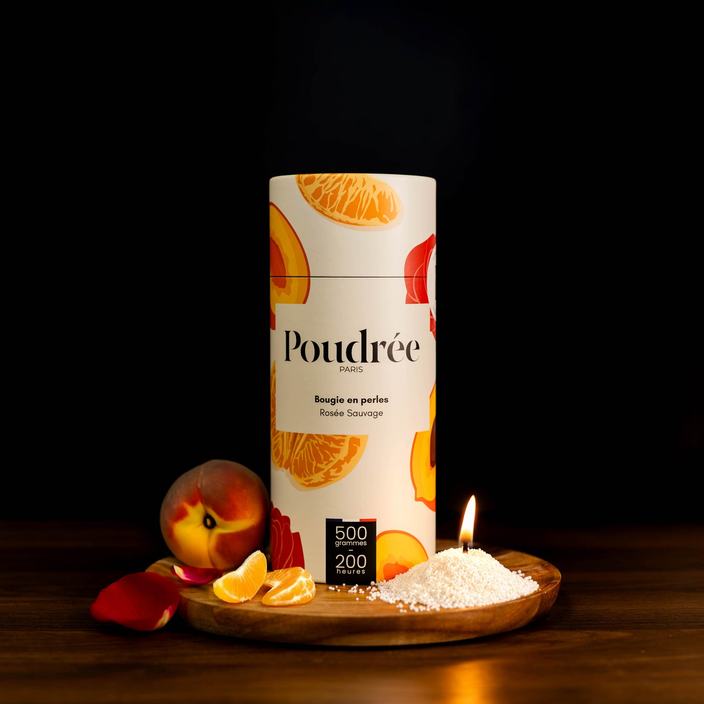Bougie parfumée en perles blanches Poudrée Paris – Collection Permanente