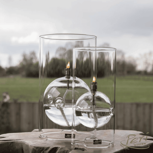  Lampe à huile photophore Chrome en verre transparent chrome