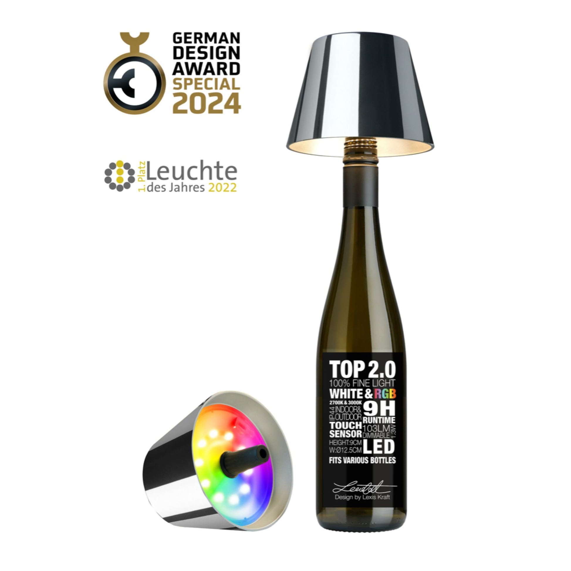 présentation du bouchons lumineux chrome