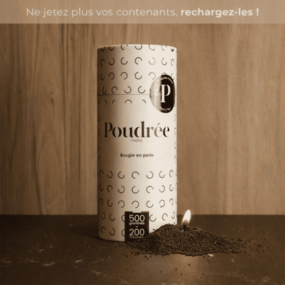 photo de la boite de la bougie en perle de cire noire
