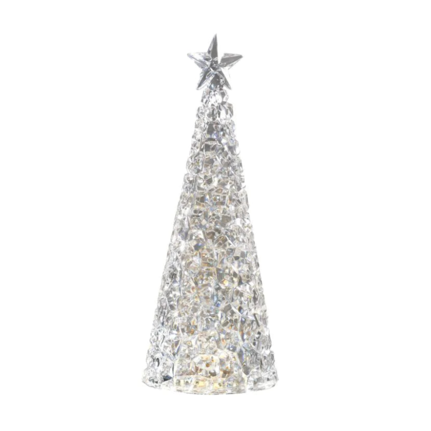Sapin lumineux effet boule de neige avec paillettes en mouvement et étoile scintillante